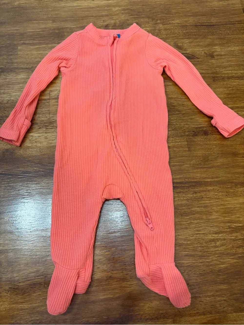 Old Navy Coral Ribbed Footed Two Way Zipper Sleeper